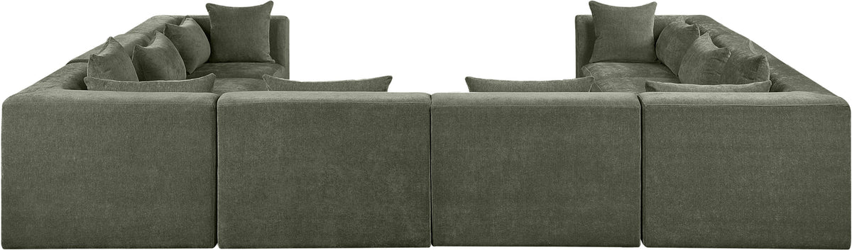 Stellar 152in Green Chenille Fabric Upholstered 8 Piece Modular Sectional Sofa