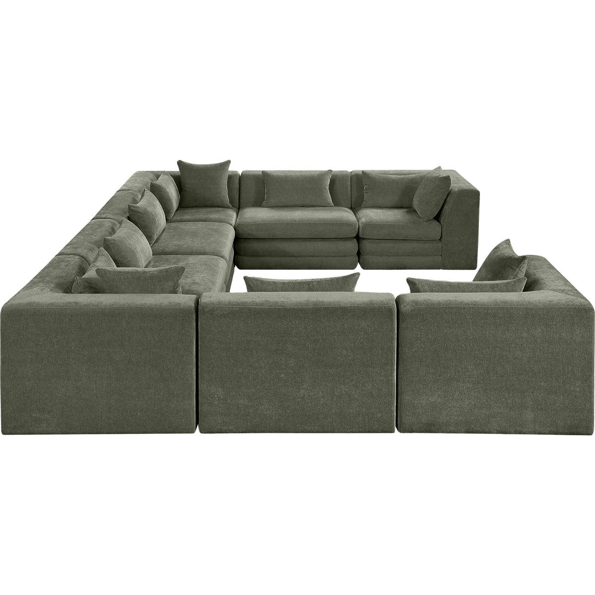 Stellar 152in Green Chenille Fabric Upholstered 8 Piece Modular Sectional Sofa