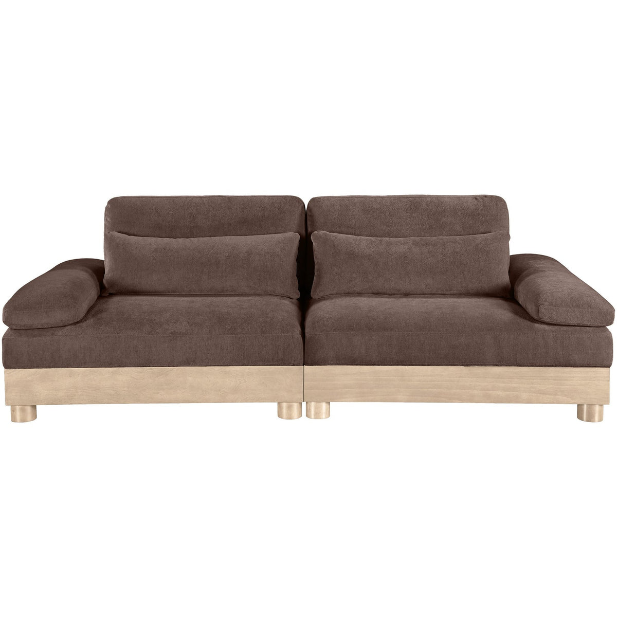 Turin 95.5in Brown Chenille Fabric Upholstered 2 Piece Modular Sofa