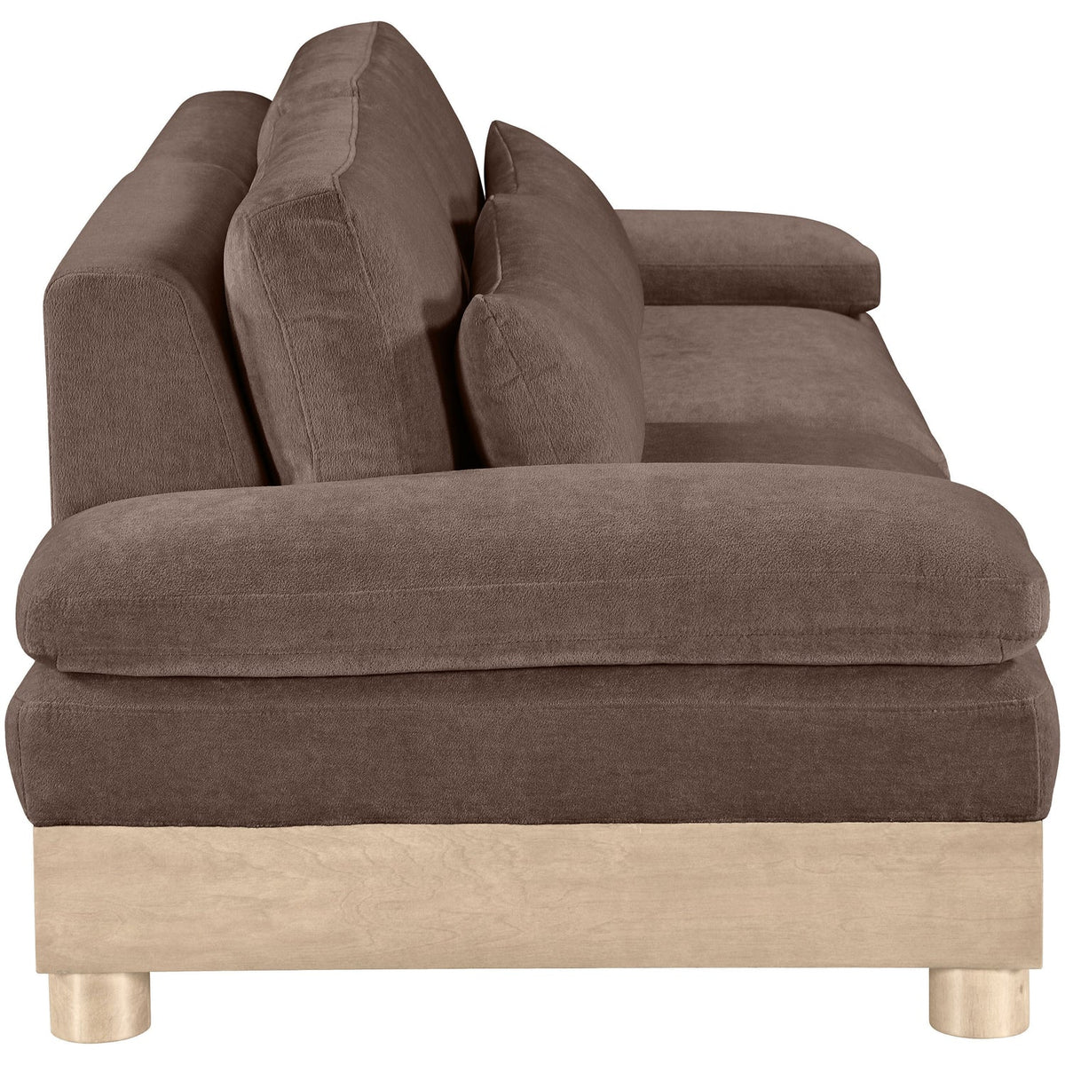 Turin 95.5in Brown Chenille Fabric Upholstered 2 Piece Modular Sofa