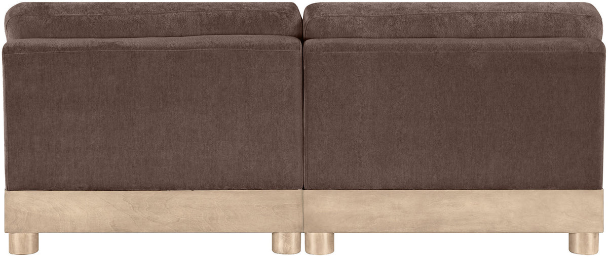 Turin 80in Brown Chenille Fabric Upholstered 2 Piece Modular Sofa