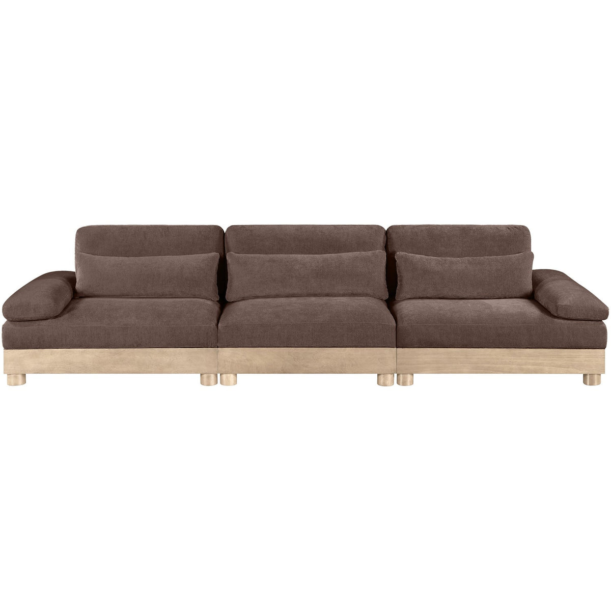 Turin 13 5 .5in Brown Chenille Fabric Upholstered 3 Piece. Modular Sofa