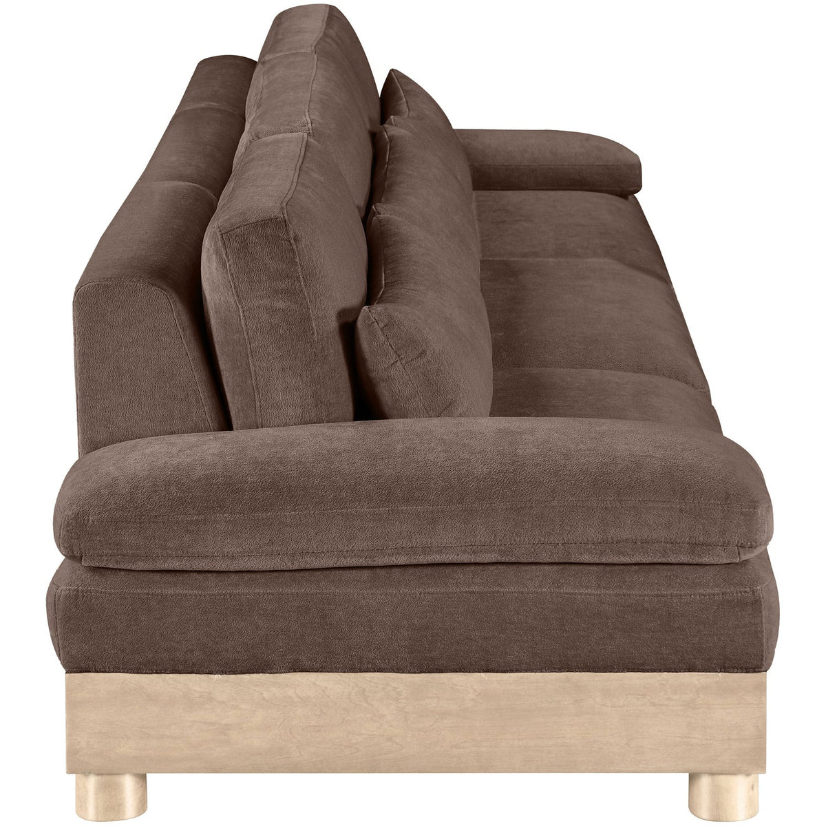 Turin 13 5 .5in Brown Chenille Fabric Upholstered 3 Piece. Modular Sofa