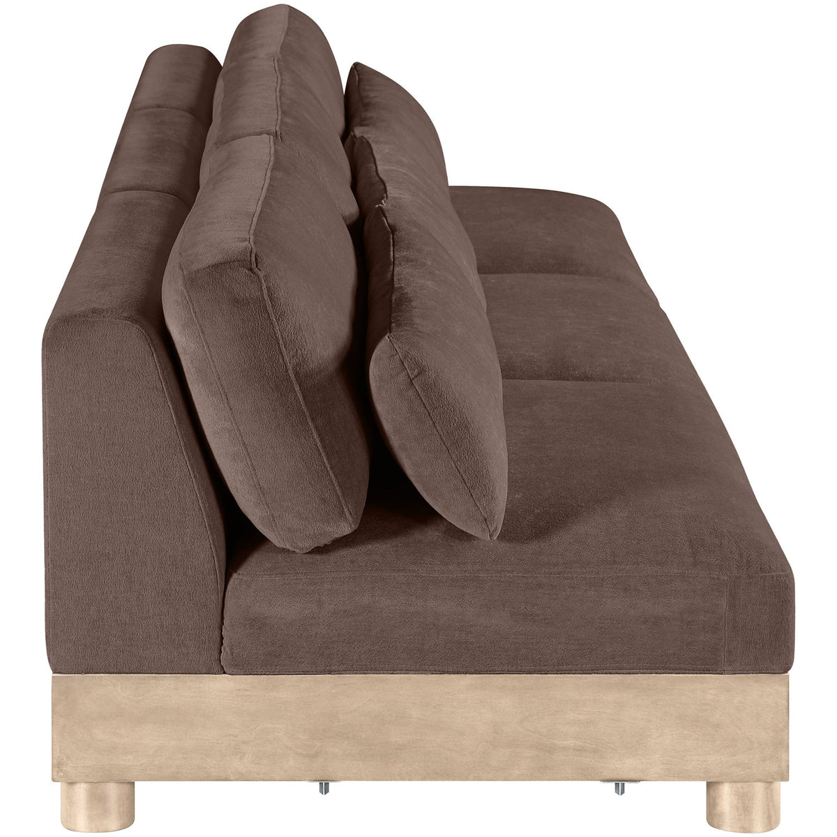 Turin 120in Brown Chenille Fabric Upholstered 3 Piece Modular Sofa