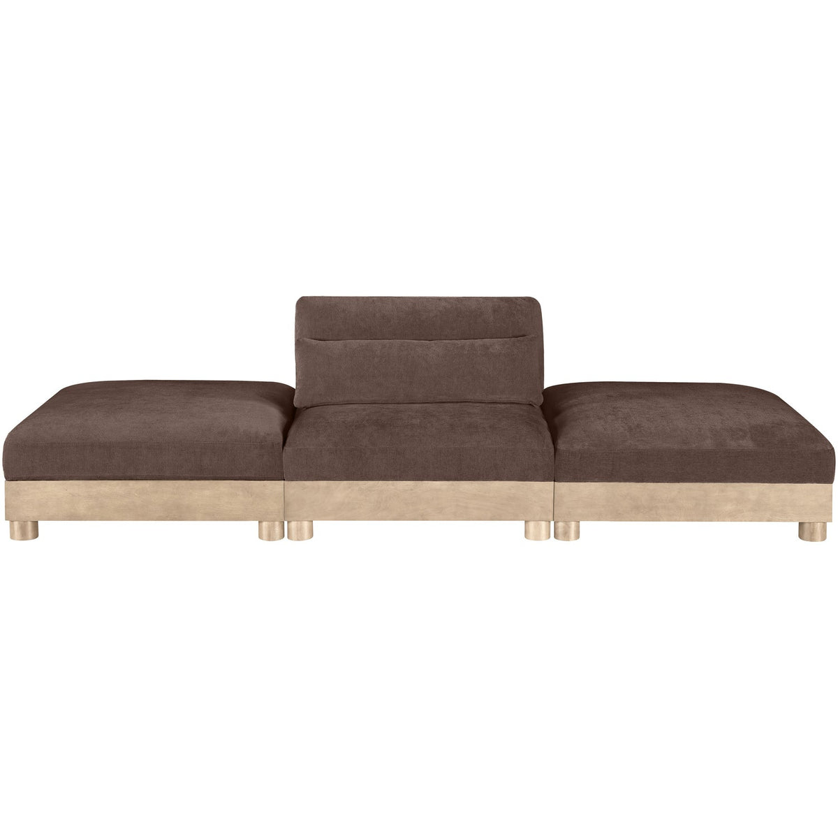 Turin 120in Brown Chenille Fabric Upholstered 3 Piece Modular Sofa