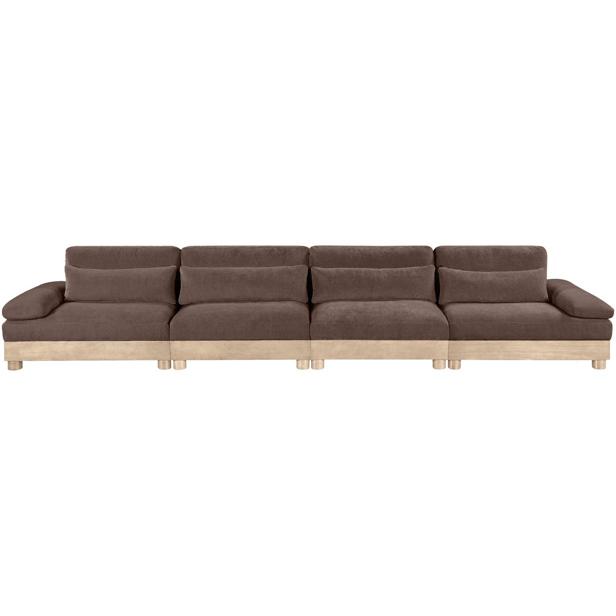 Turin 175.5in Brown Chenille Fabric Upholstered 4 Piece Modular Sofa