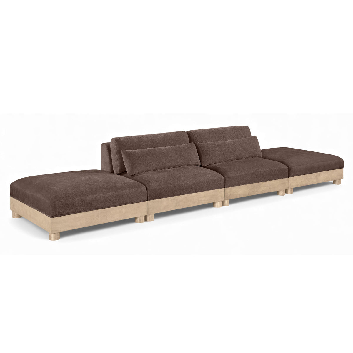 Turin 160" Brown Chenille Fabric Upholstered 4pc. Modular Sofa in brown chenille, primary product view