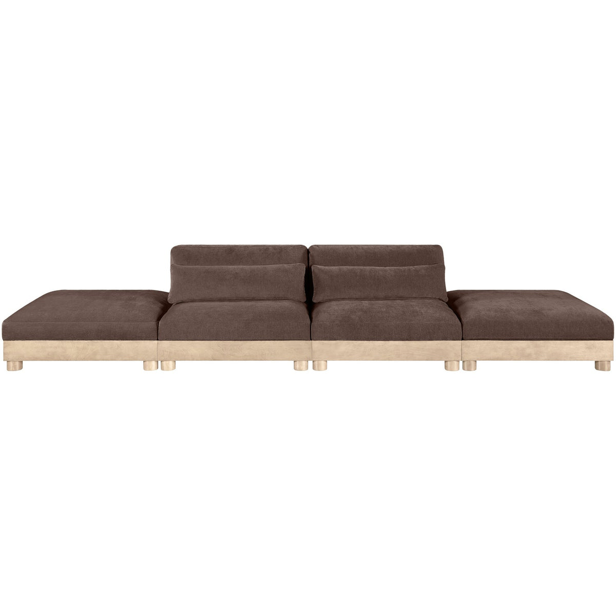 Turin 160in Brown Chenille Fabric Upholstered 4 Piece Modular Sofa