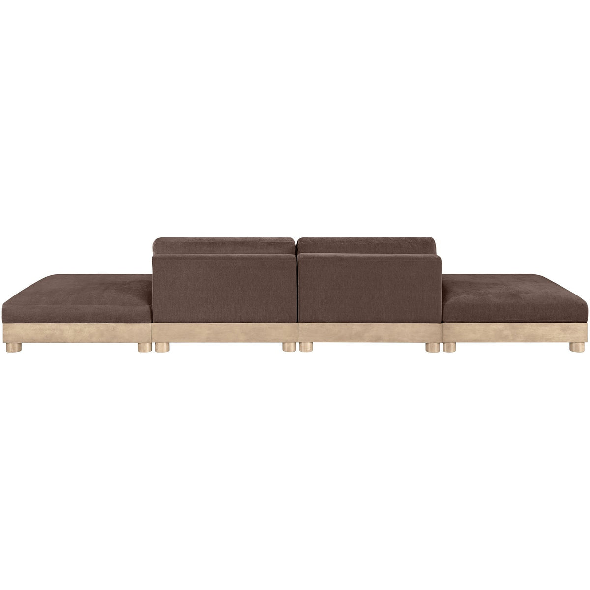 Turin 160in Brown Chenille Fabric Upholstered 4 Piece Modular Sofa
