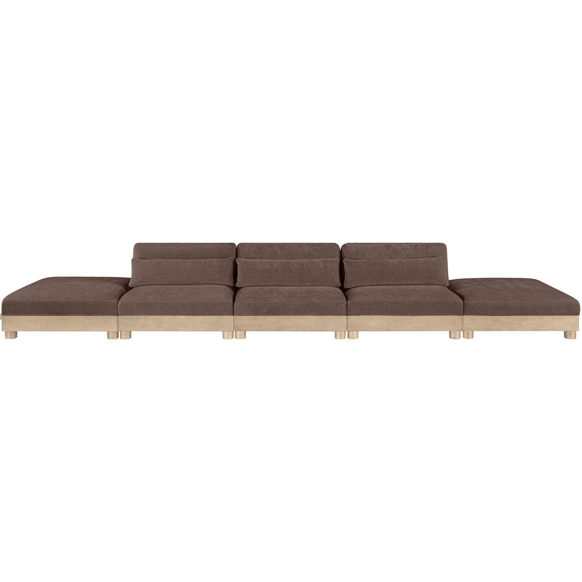 Turin 200in Brown Chenille Fabric Upholstered 5 Piece Modular Sofa