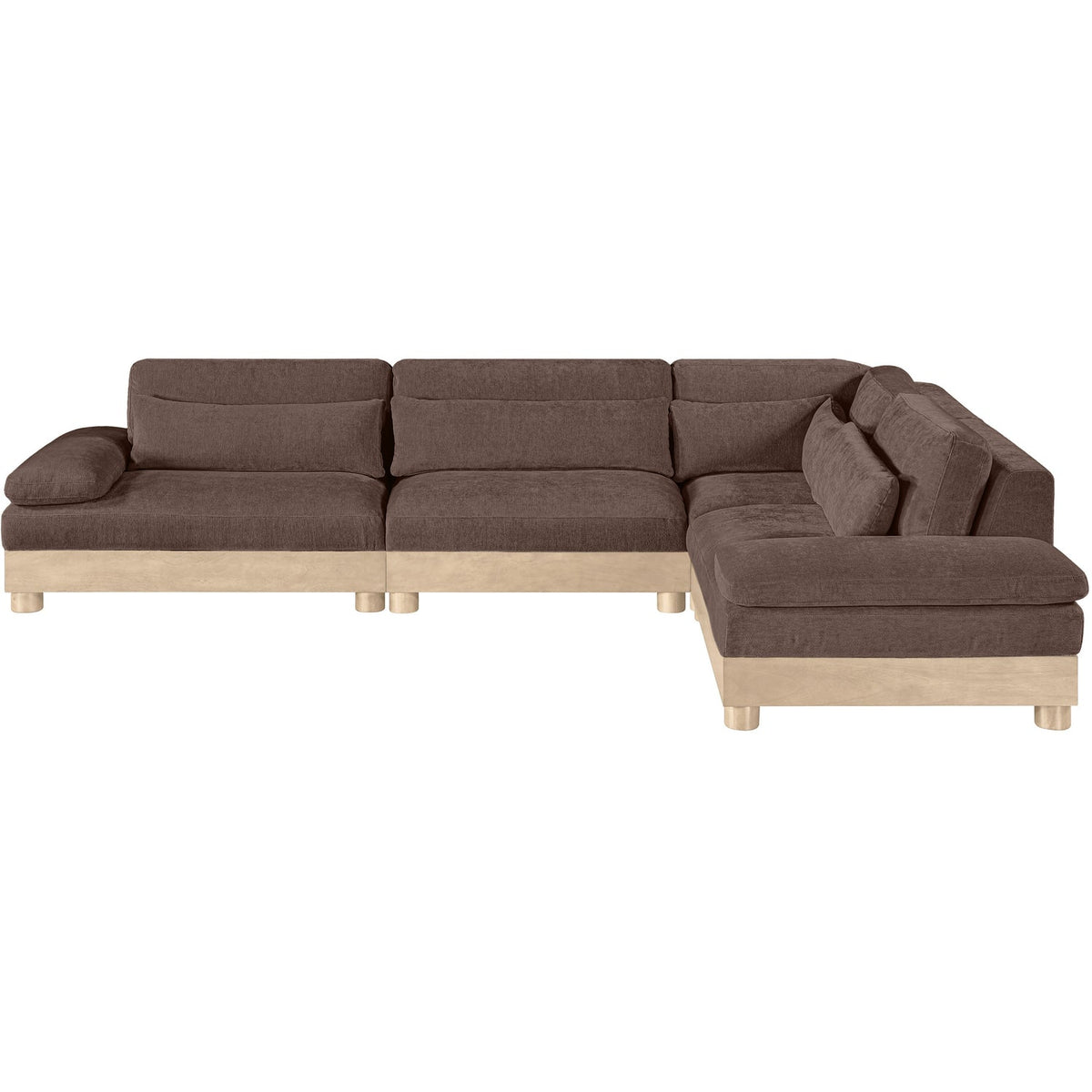 Turin 127.75in Brown Chenille Fabric Upholstered 4 Piece Modular Sectional Sofa
