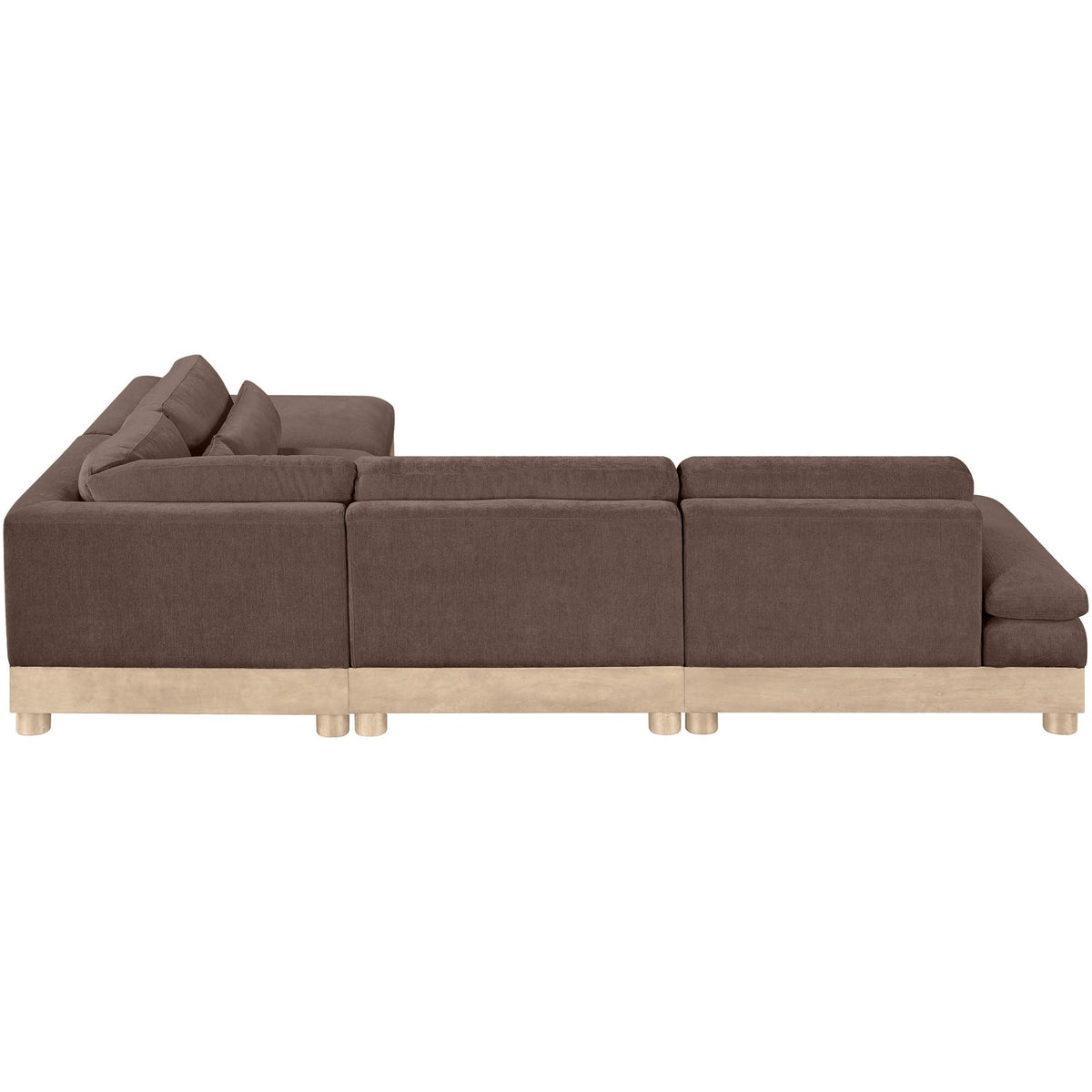 Turin 120in Brown Chenille Fabric Upholstered 5 Piece Modular Sectional Sofa