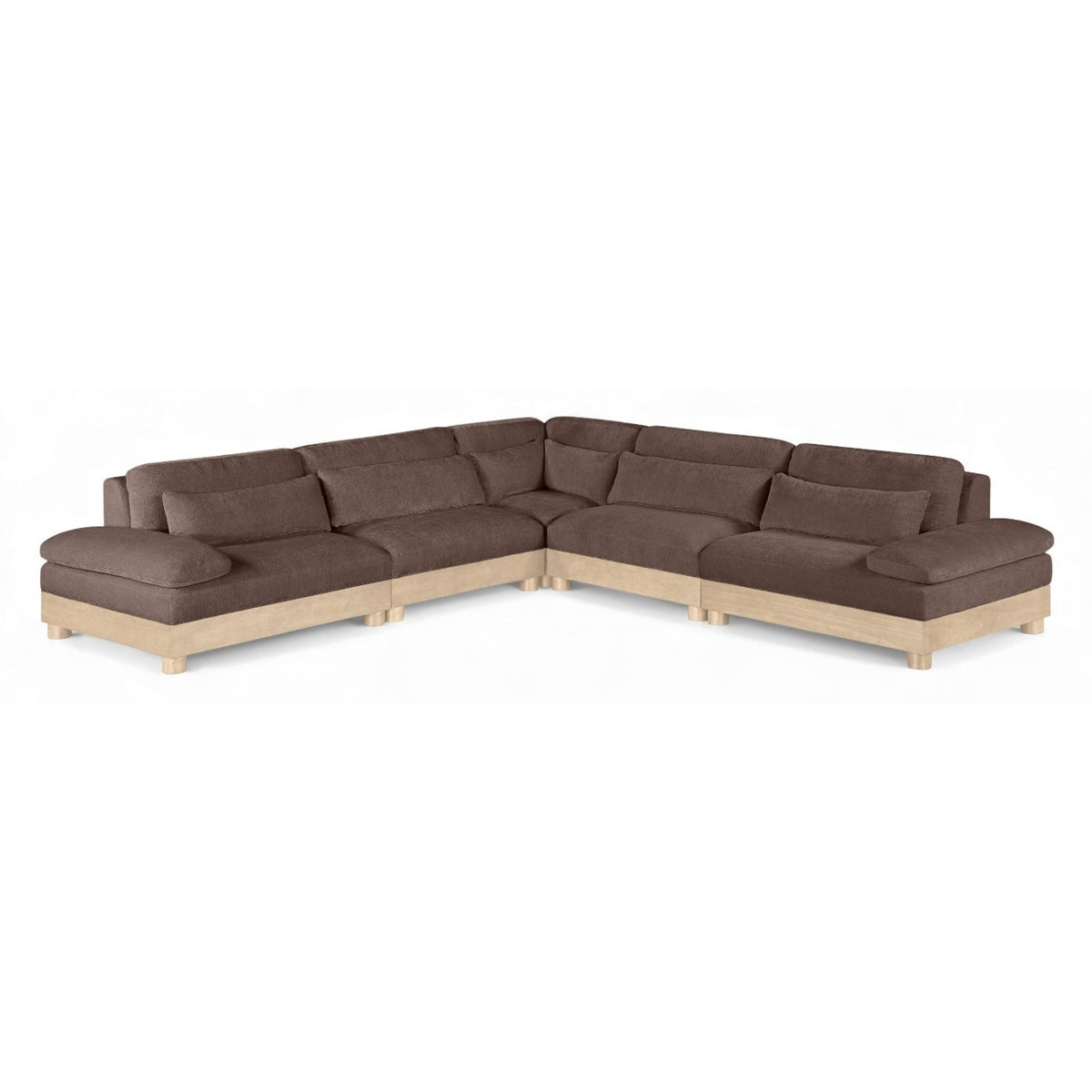 Turin 127.75" Brown Chenille Fabric Upholstered 5pc. Modular Sectional in brown chenille, 1500 lb frame, primary product view