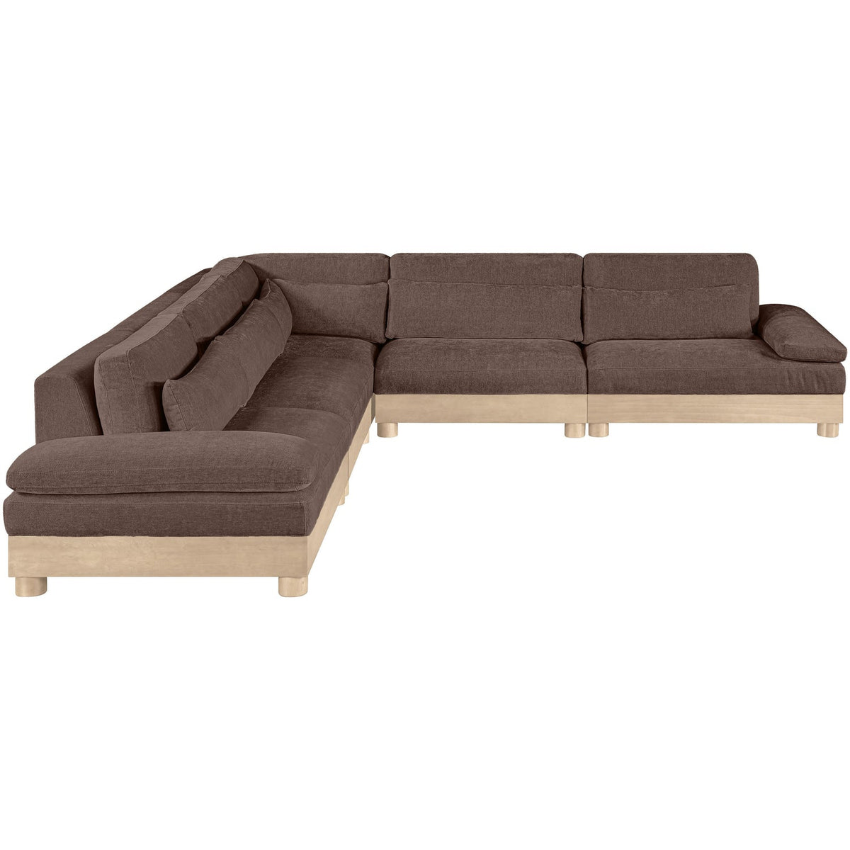 Turin 127.75in Brown Chenille Fabric Upholstered 5 Piece Modular Sectional Sofa