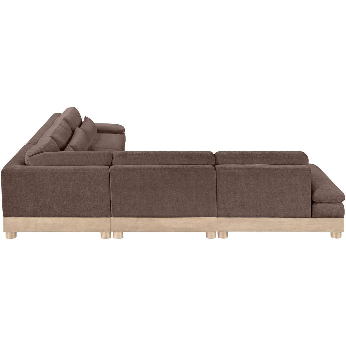 Turin 127.75in Brown Chenille Fabric Upholstered 5 Piece Modular Sectional Sofa