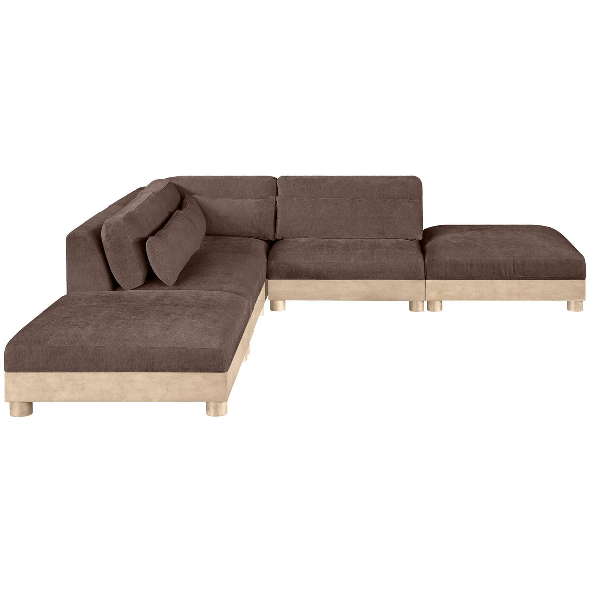 Turin 120in Brown Chenille Fabric Upholstered 5 Piece Modular Sectional Sofa