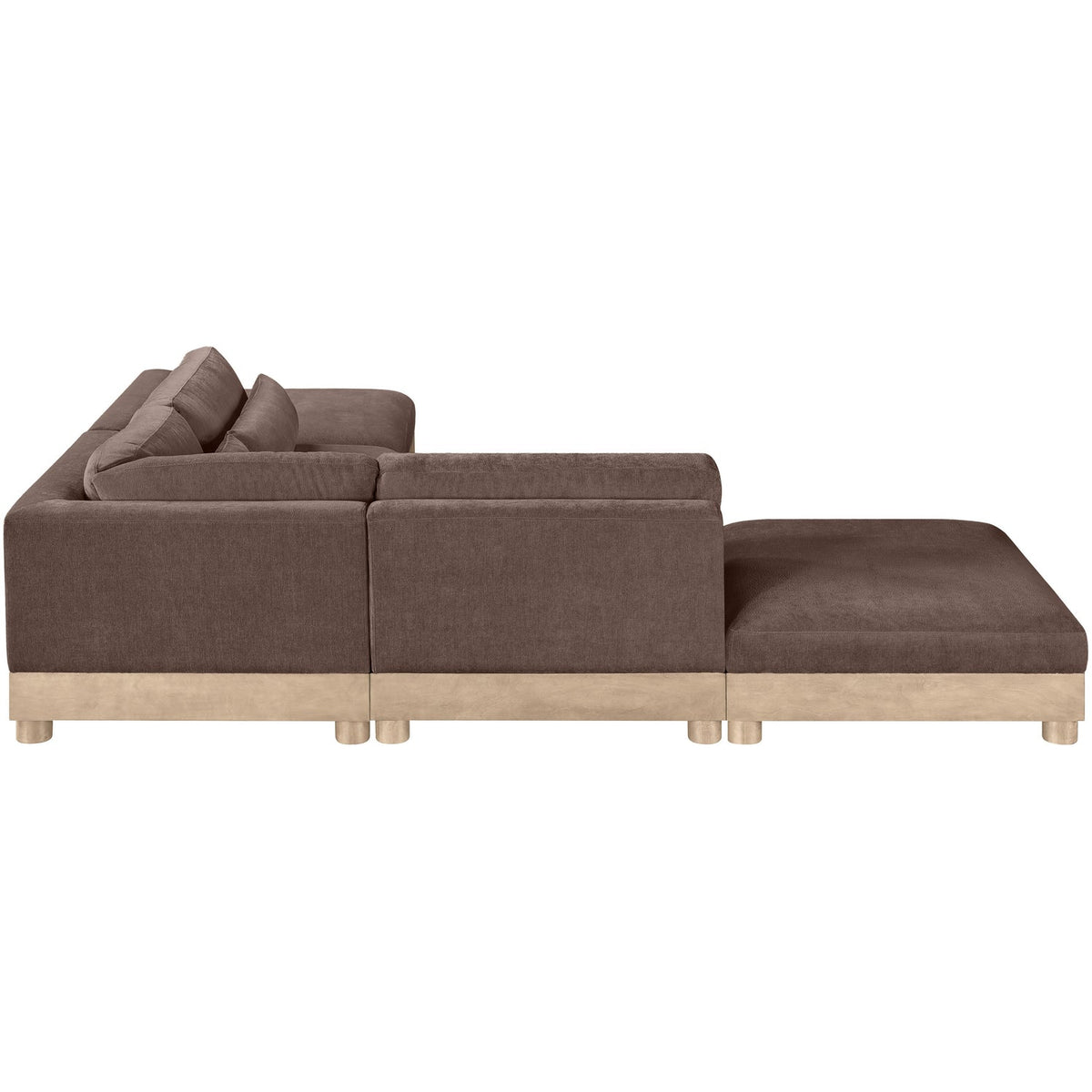 Turin 120in Brown Chenille Fabric Upholstered 5 Piece Modular Sectional Sofa
