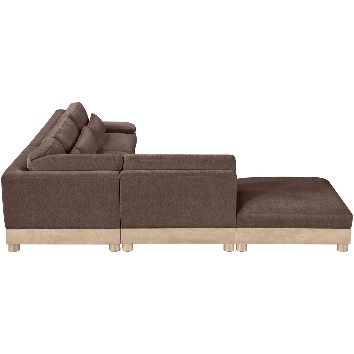 Turin 127.75in Brown Chenille Fabric Upholstered 5 Piece Modular Sectional Sofa