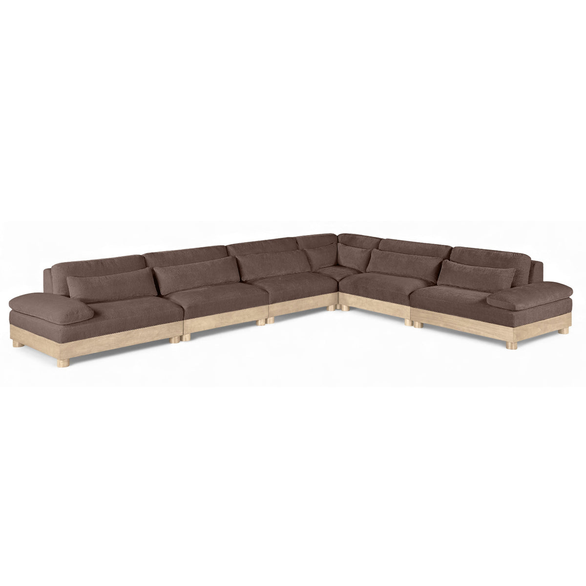 Turin 167.75" Brown Chenille Fabric Upholstered 6pc. Modular Sectional in brown, primary product view