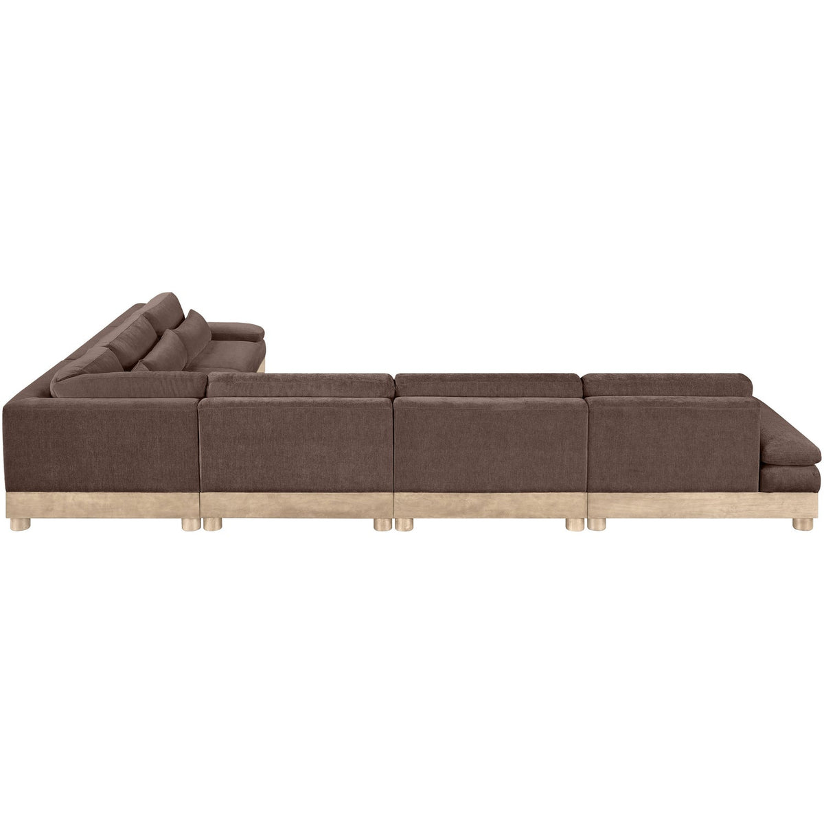 Turin 167.75in Brown Chenille Fabric Upholstered 6 Piece Modular Sectional Sofa