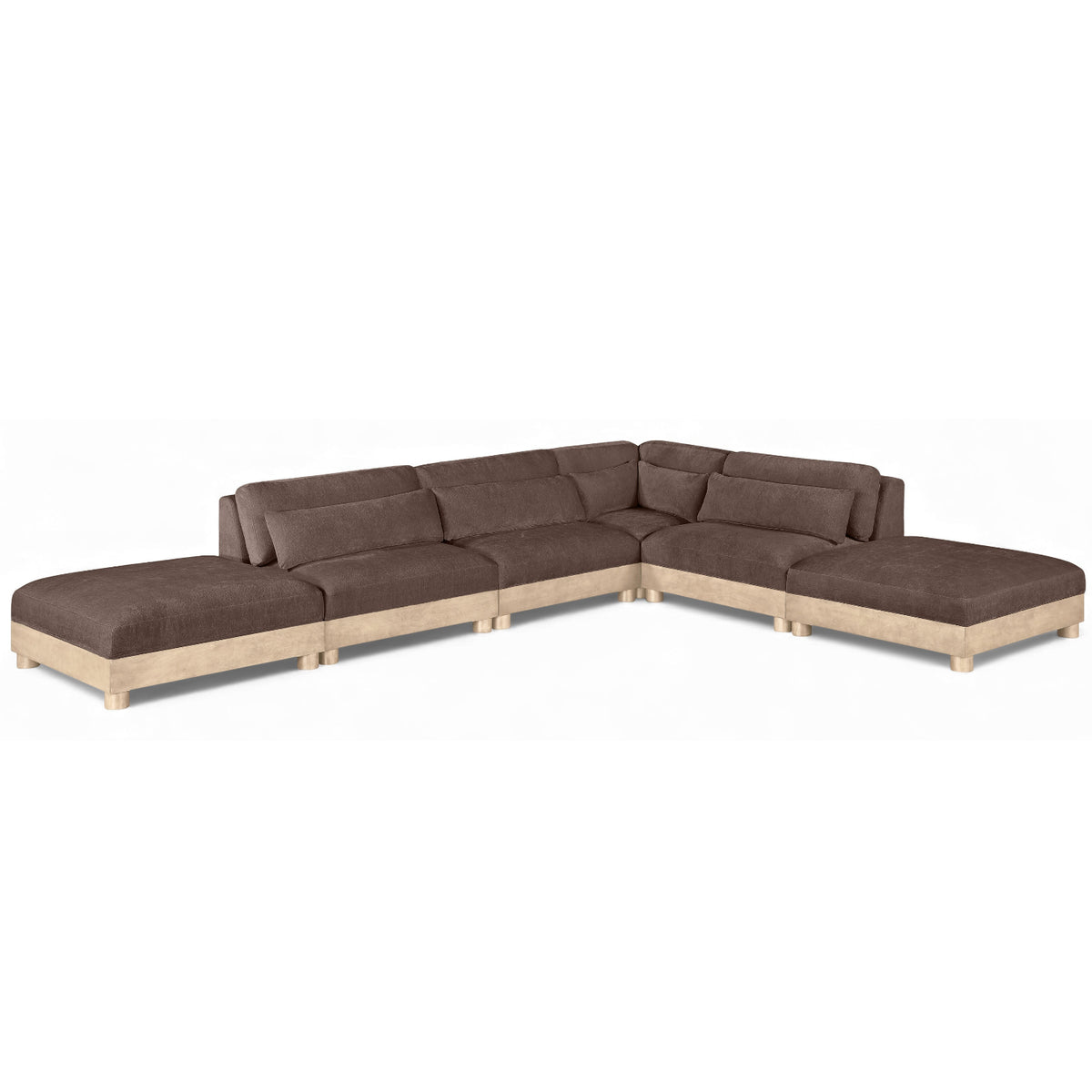 Turin 160" Brown Chenille Fabric Upholstered 6pc. Modular Sectional in brown chenille, primary product view