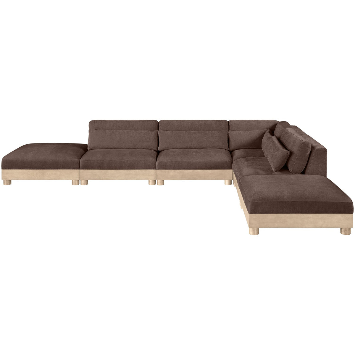 Turin 160in Brown Chenille Fabric Upholstered 6 Piece Modular Sectional Sofa