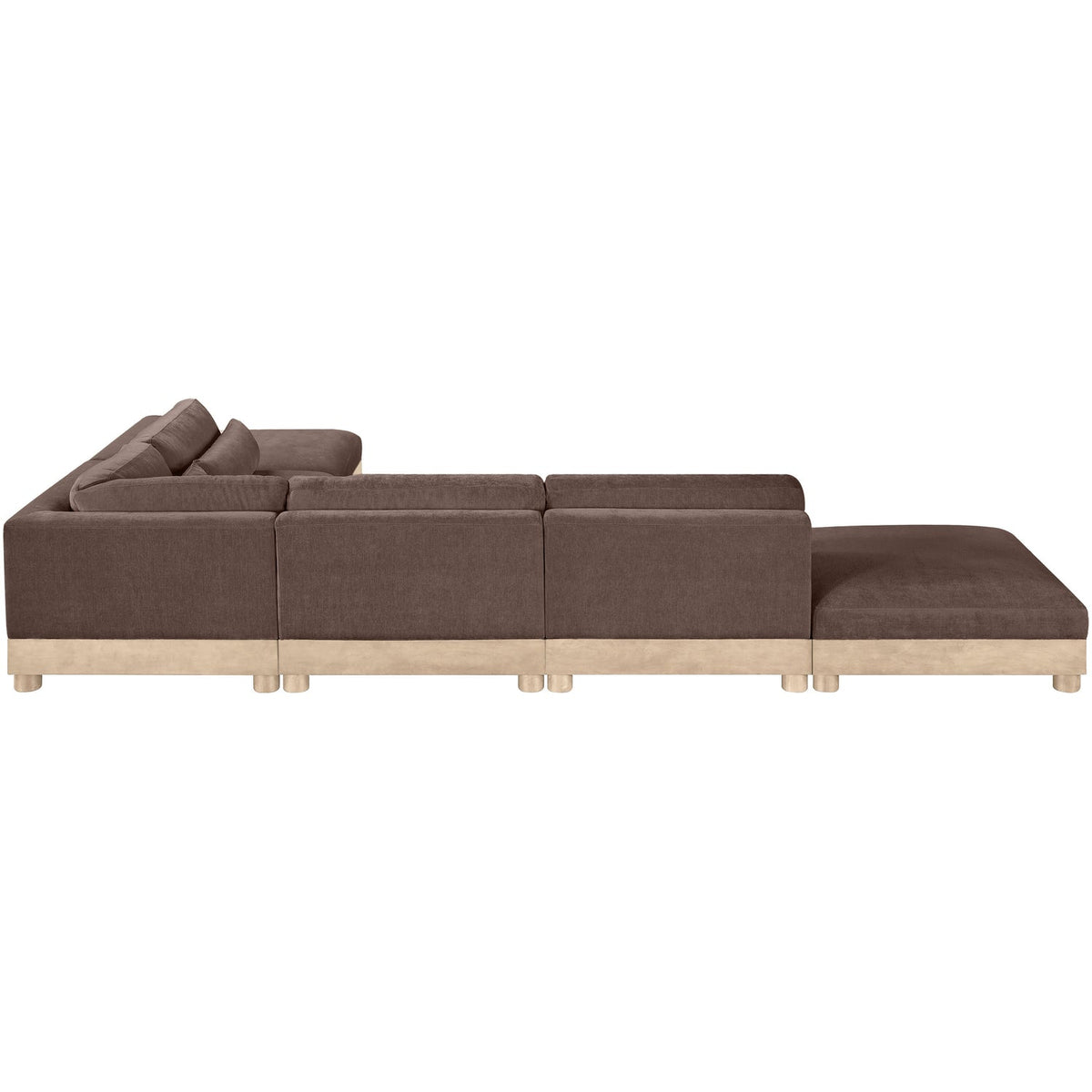 Turin 160in Brown Chenille Fabric Upholstered 6 Piece Modular Sectional Sofa