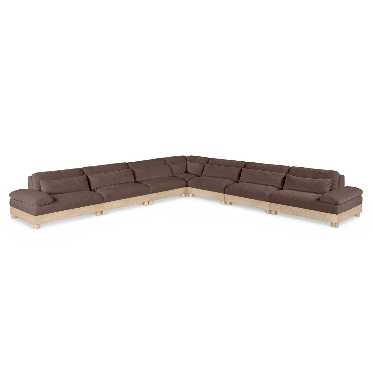 Turin 167.75" Brown Chenille Fabric Upholstered 7pc. Modular Sectional in brown, primary product view