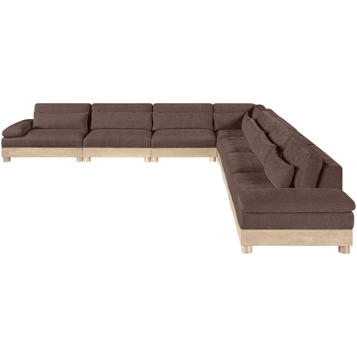 Turin 167.75in Brown Chenille Fabric Upholstered 7 Piece Modular Sectional Sofa