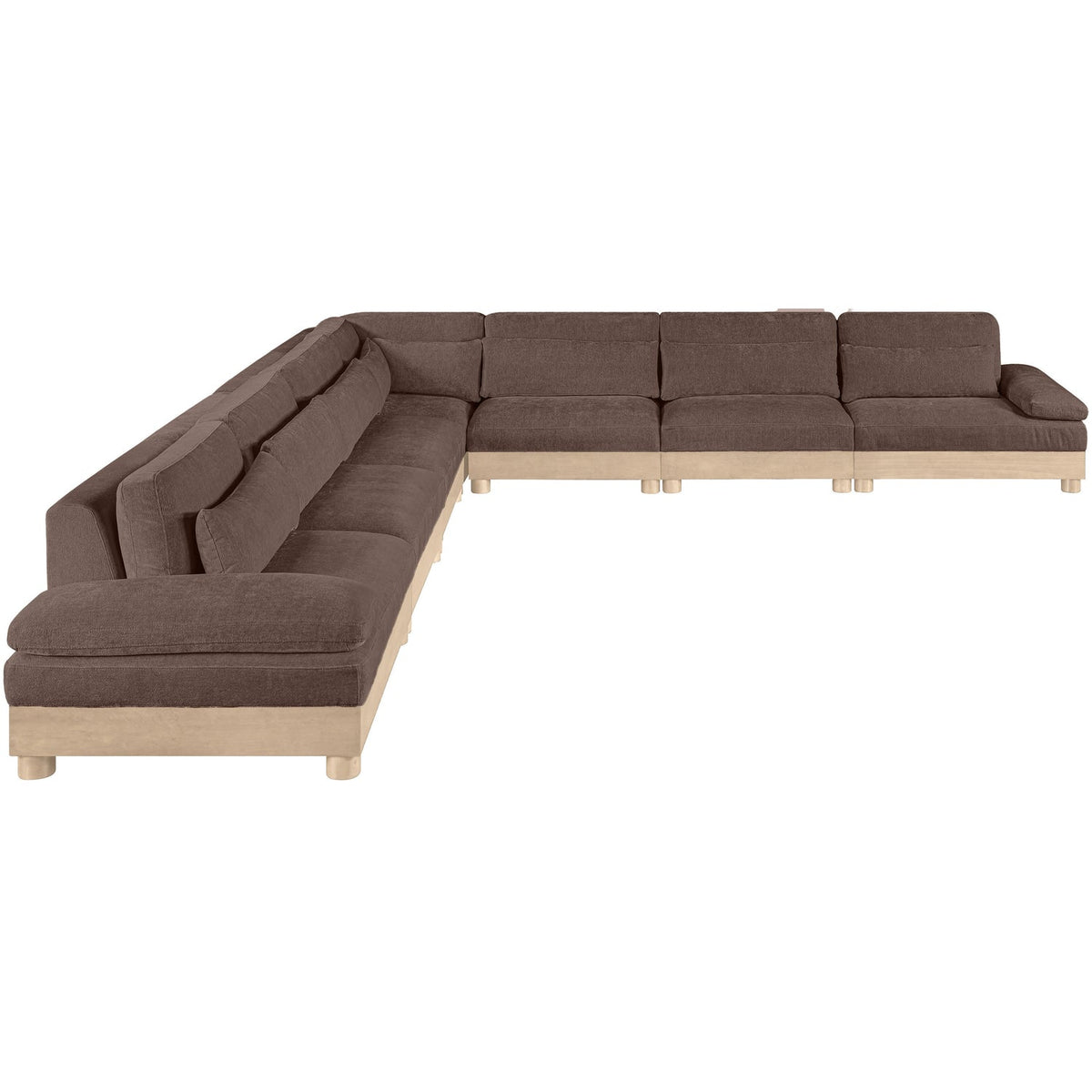 Turin 167.75in Brown Chenille Fabric Upholstered 7 Piece Modular Sectional Sofa