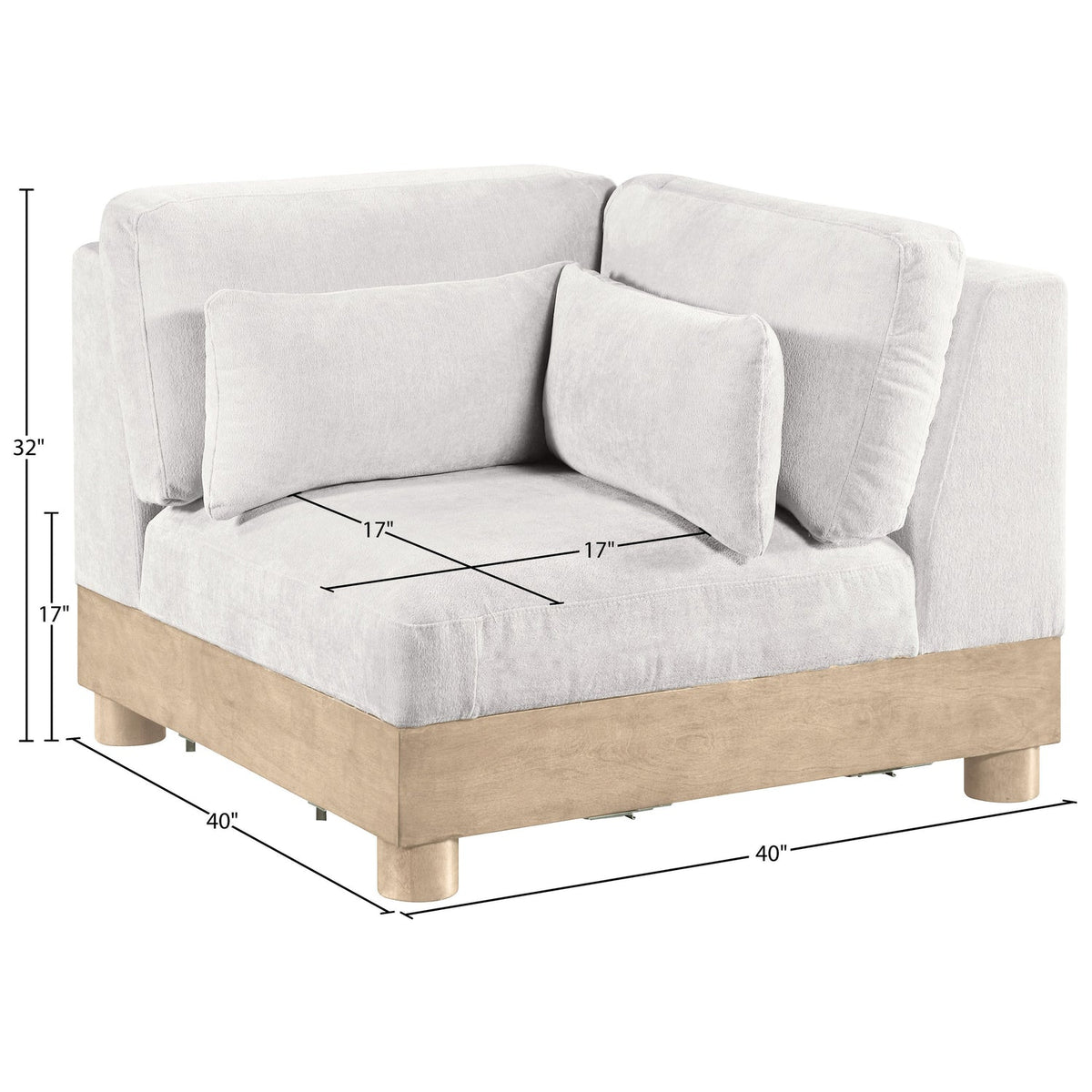 Turin Cream Chenille Fabric Upholstered Modular Corner Chair