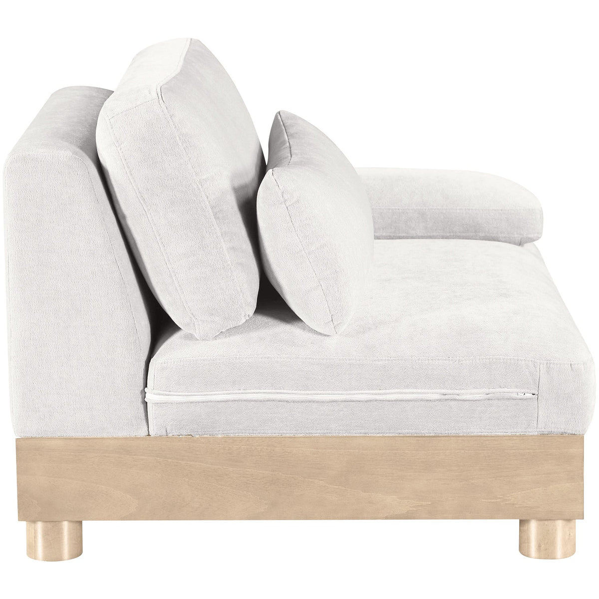 Turin Cream Chenille Fabric Upholstered Modular Right Arm Chair