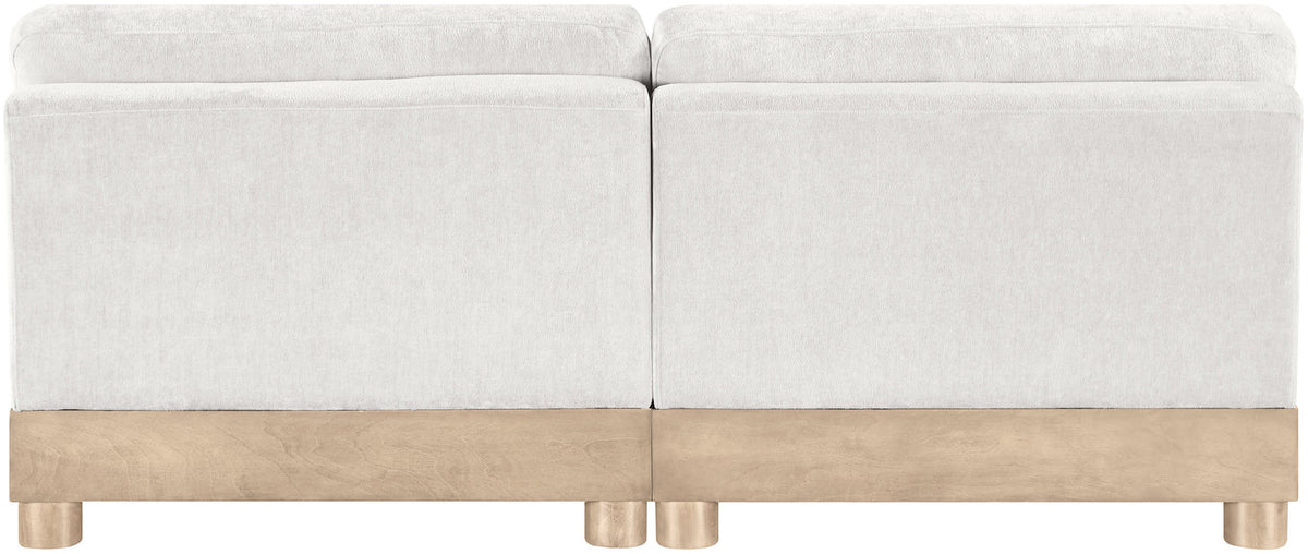 Turin 80in Cream Chenille Fabric Upholstered 2 Piece Modular Sofa
