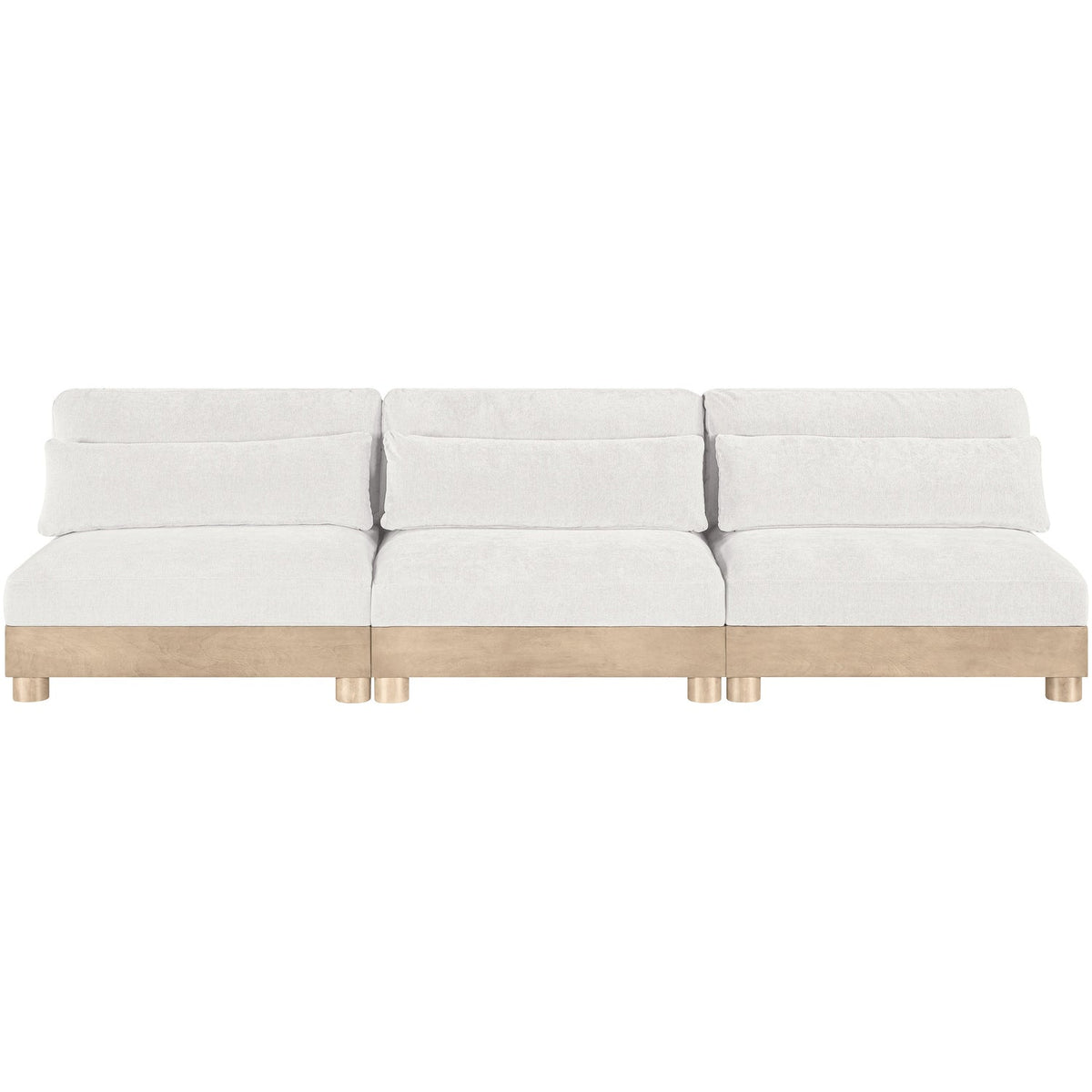 Turin 120in Cream Chenille Fabric Upholstered 3 Piece. Modular Sofa