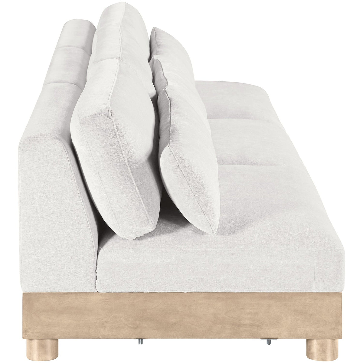 Turin 120in Cream Chenille Fabric Upholstered 3 Piece. Modular Sofa