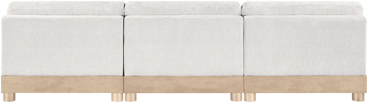 Turin 120in Cream Chenille Fabric Upholstered 3 Piece. Modular Sofa