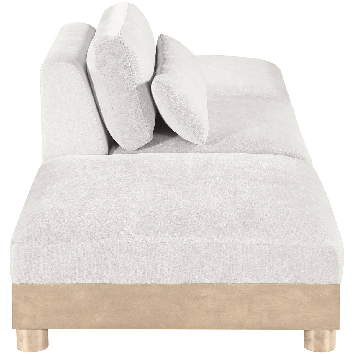 Turin 120in Cream Chenille Fabric Upholstered 3 Piece Modular Sofa