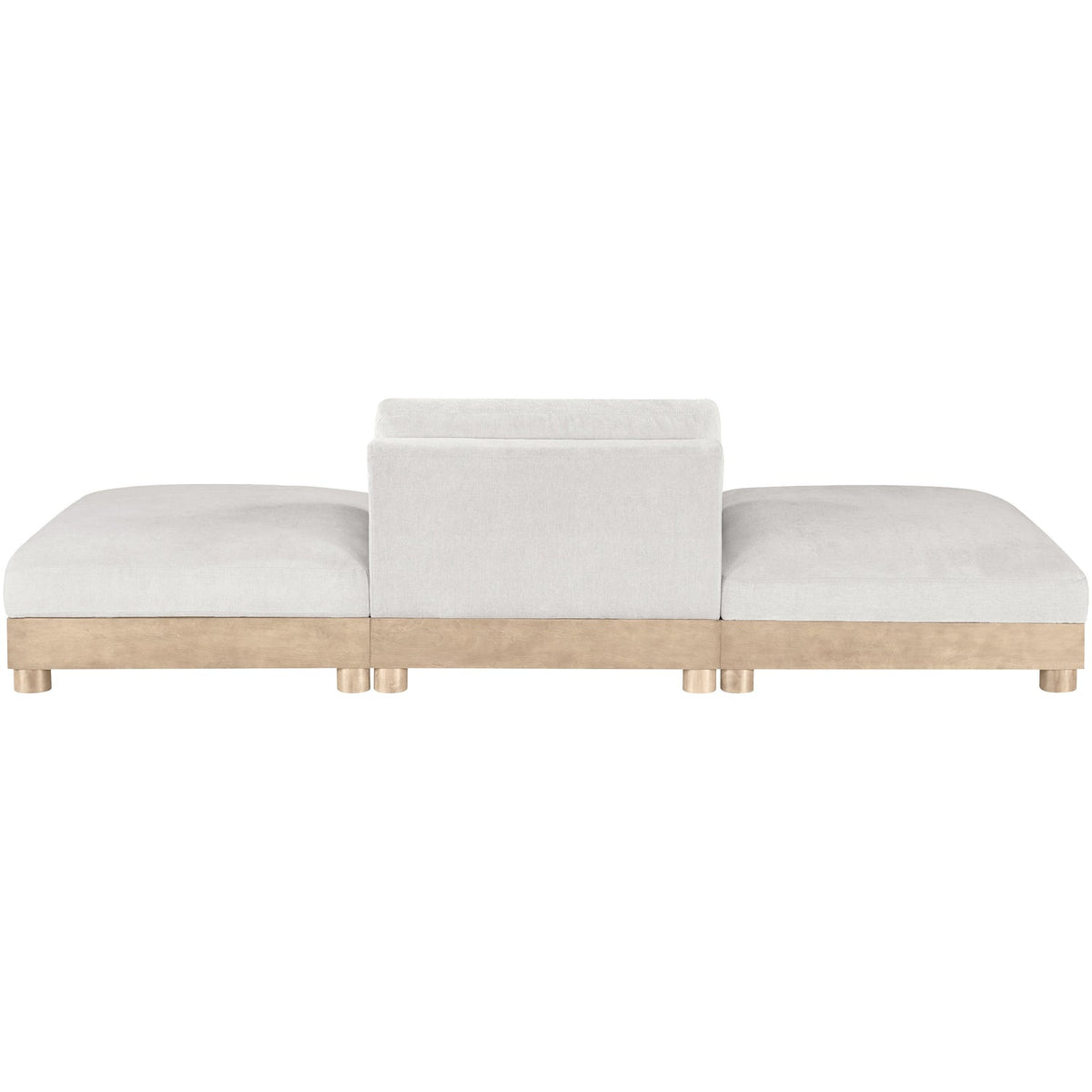 Turin 120in Cream Chenille Fabric Upholstered 3 Piece Modular Sofa
