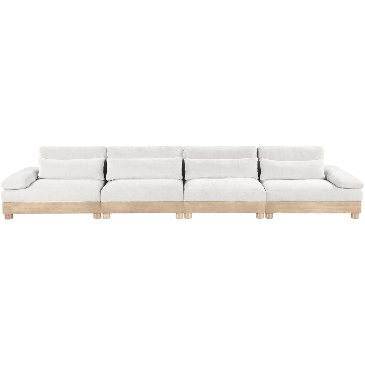 Turin 175.5in Cream Chenille Fabric Upholstered 4 Piece Modular Sofa