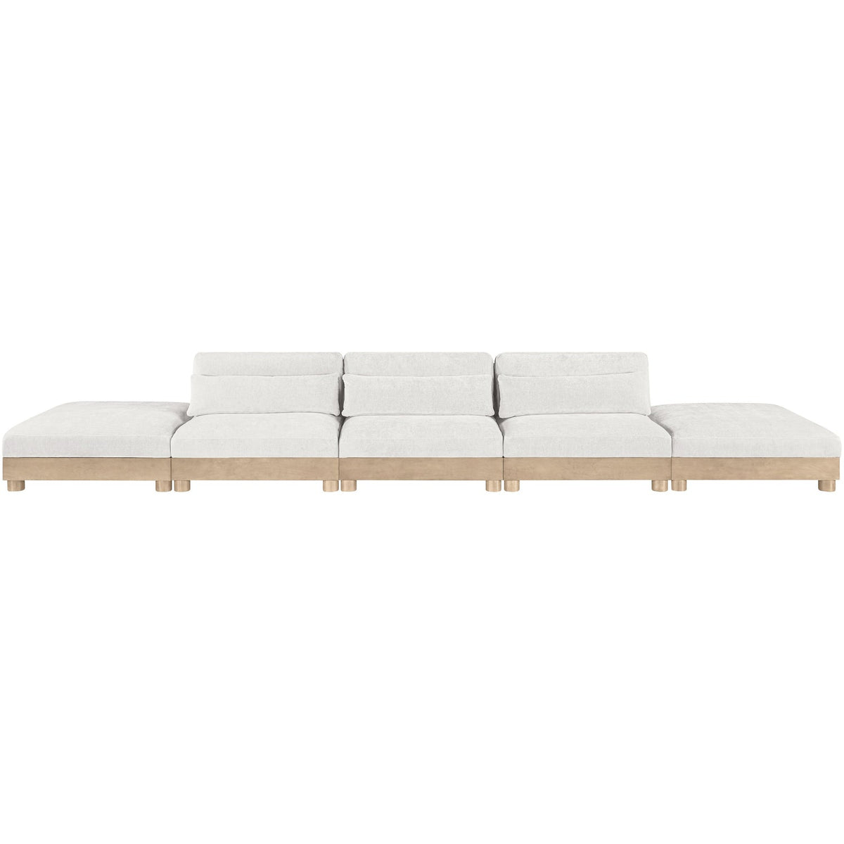 Turin 200in Cream Chenille Fabric Upholstered 5 Piece Modular Sofa