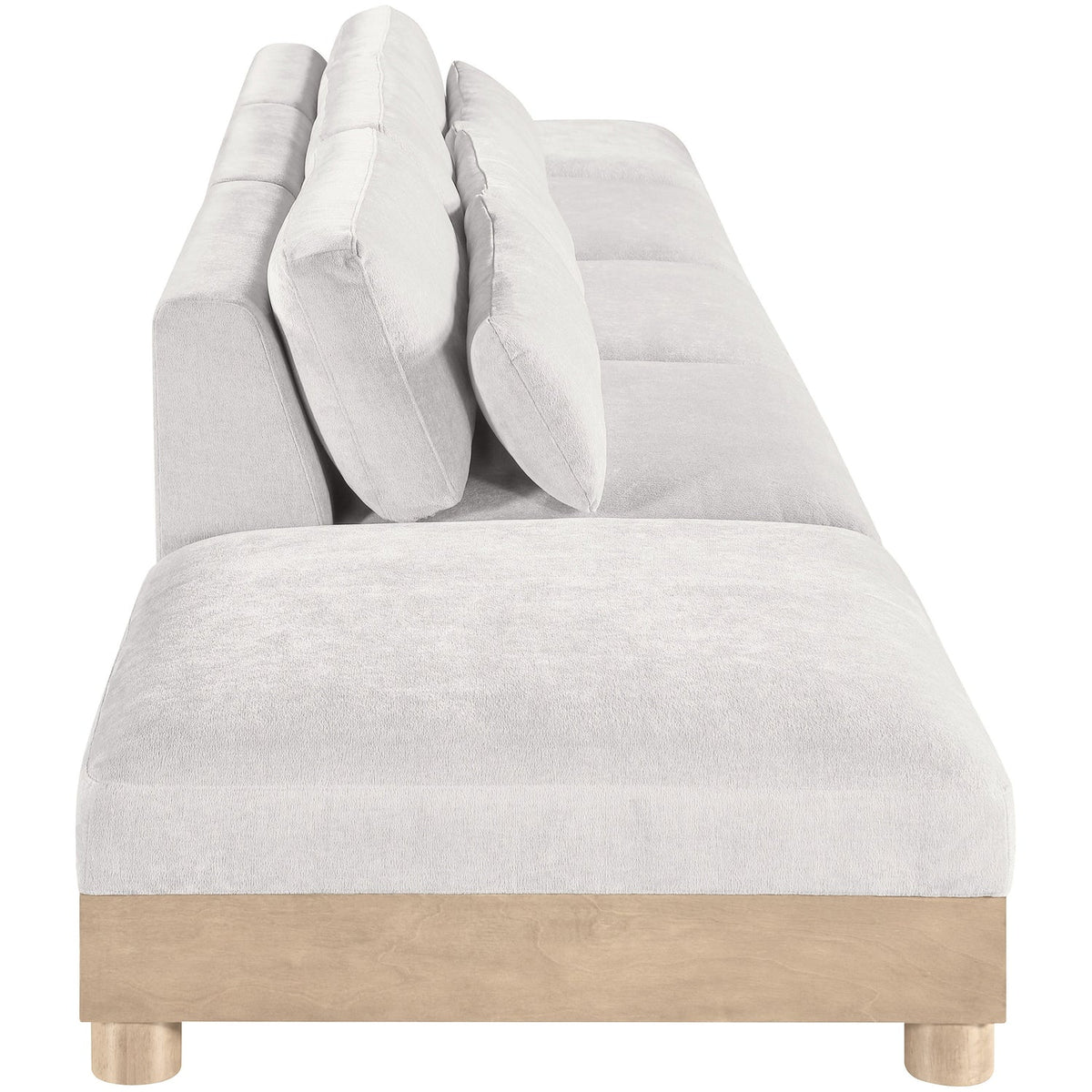 Turin 200in Cream Chenille Fabric Upholstered 5 Piece Modular Sofa