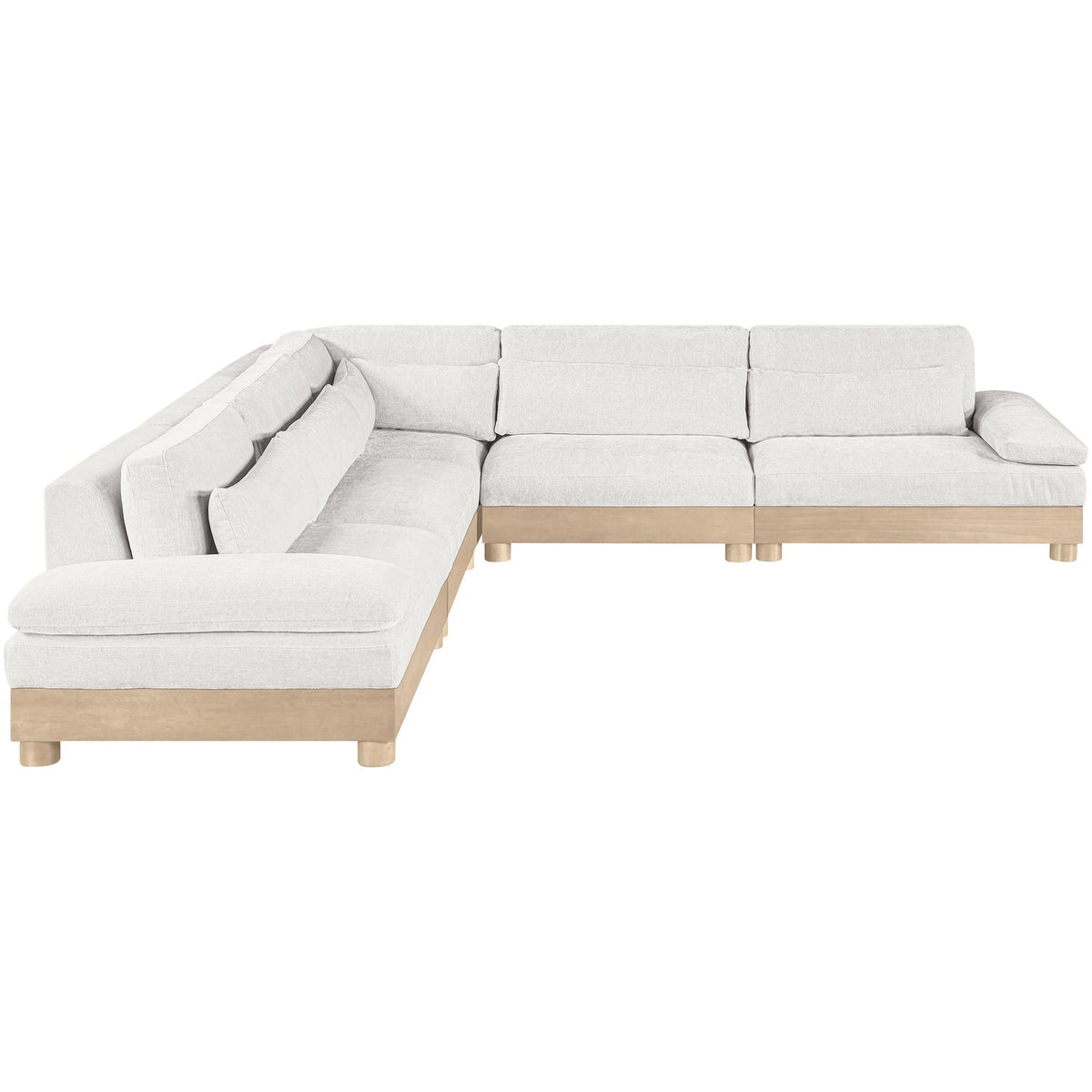 Turin 127.75in Cream Chenille Fabric Upholstered 5 Piece Modular Sectional Sofa