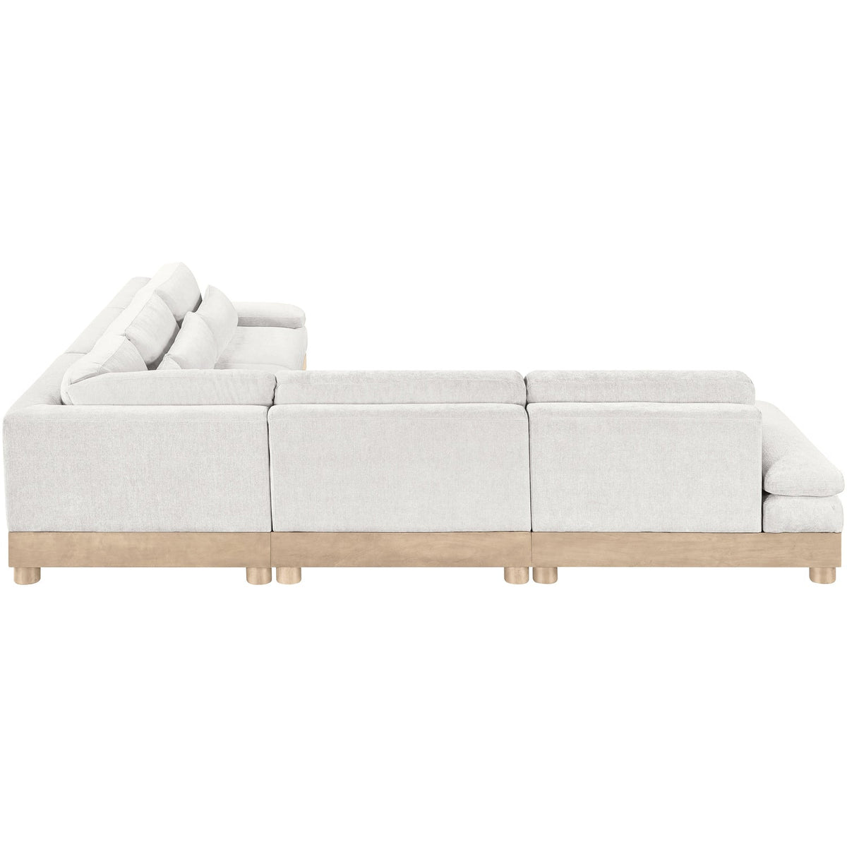 Turin 127.75in Cream Chenille Fabric Upholstered 5 Piece Modular Sectional Sofa