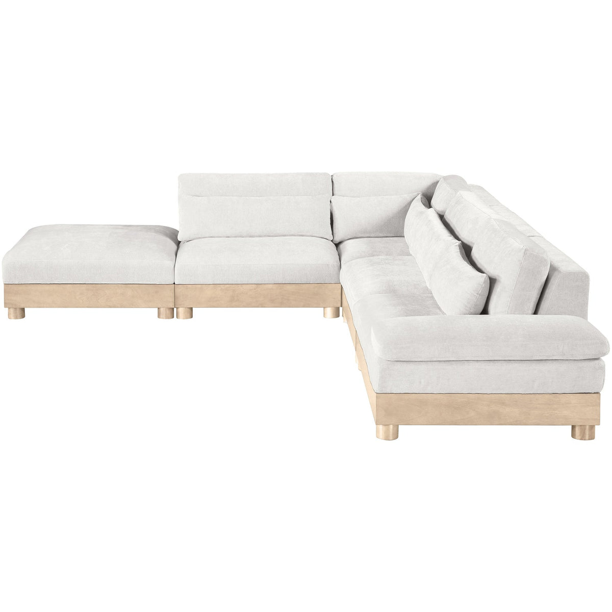 Turin 127.75in Cream Chenille Fabric Upholstered 5 Piece Modular Sectional Sofa
