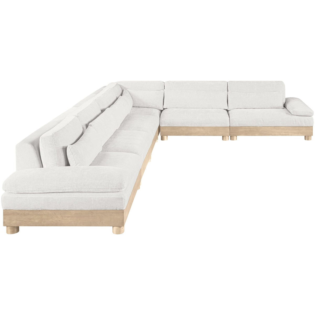 Turin 167.75in Cream Chenille Fabric Upholstered 6 Piece Modular Sectional Sofa