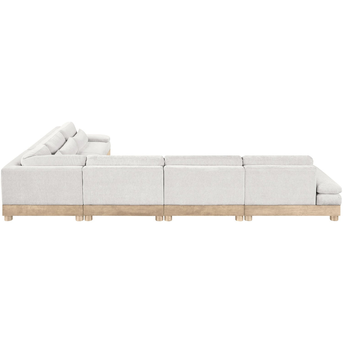 Turin 167.75in Cream Chenille Fabric Upholstered 6 Piece Modular Sectional Sofa