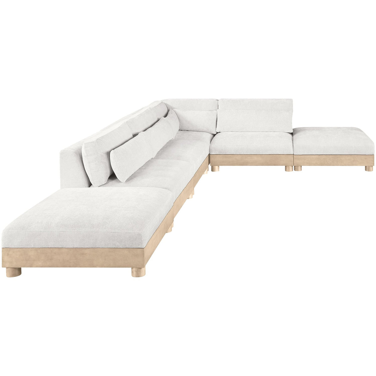 Turin 160in Cream Chenille Fabric Upholstered 6 Piece Modular Sectional Sofa
