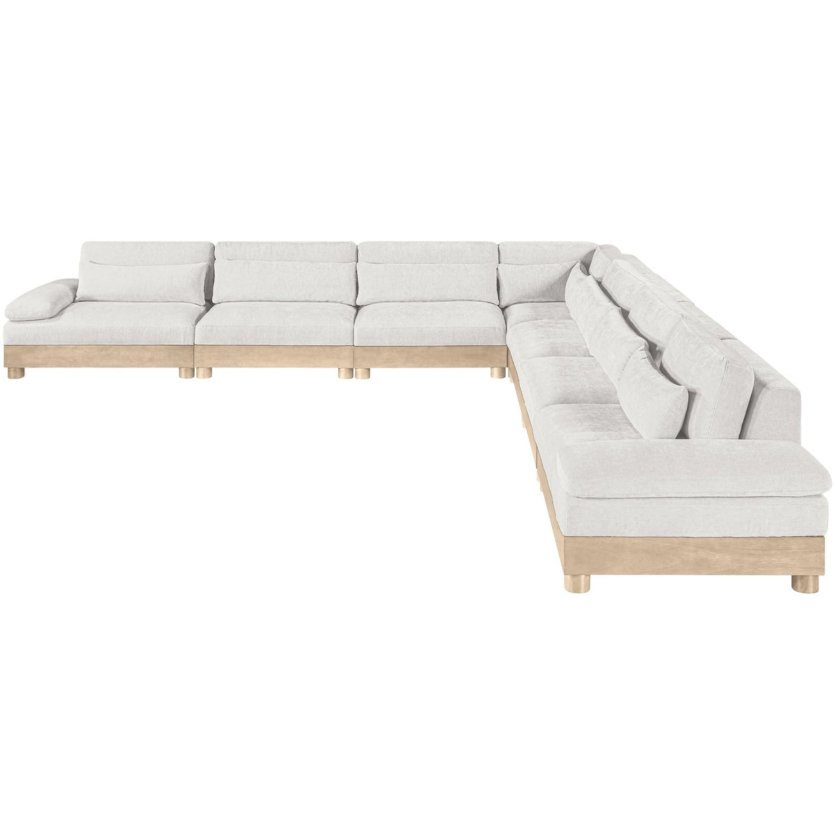 Turin 167.75in Cream Chenille Fabric Upholstered 7 Piece Modular Sectional Sofa