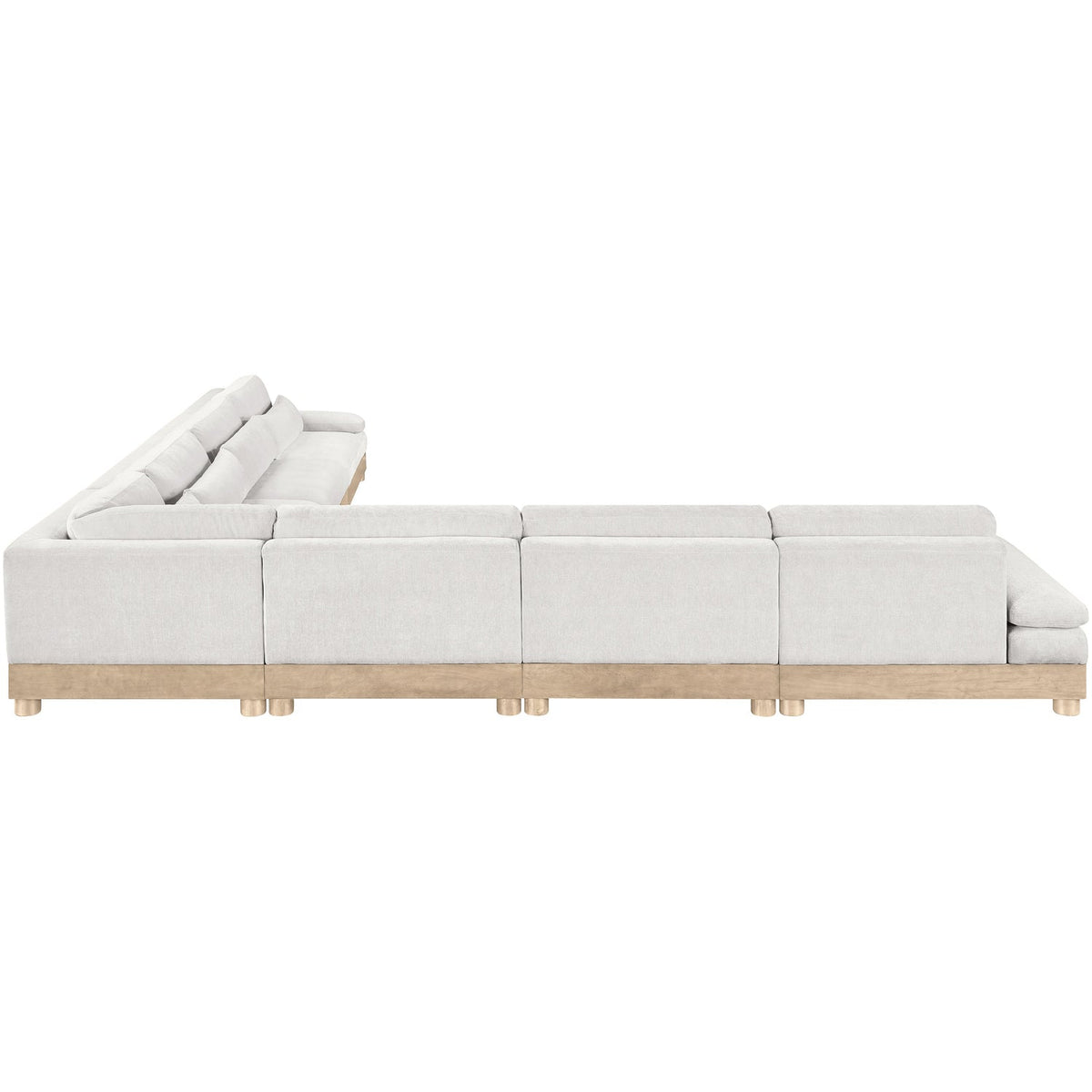 Turin 167.75in Cream Chenille Fabric Upholstered 7 Piece Modular Sectional Sofa