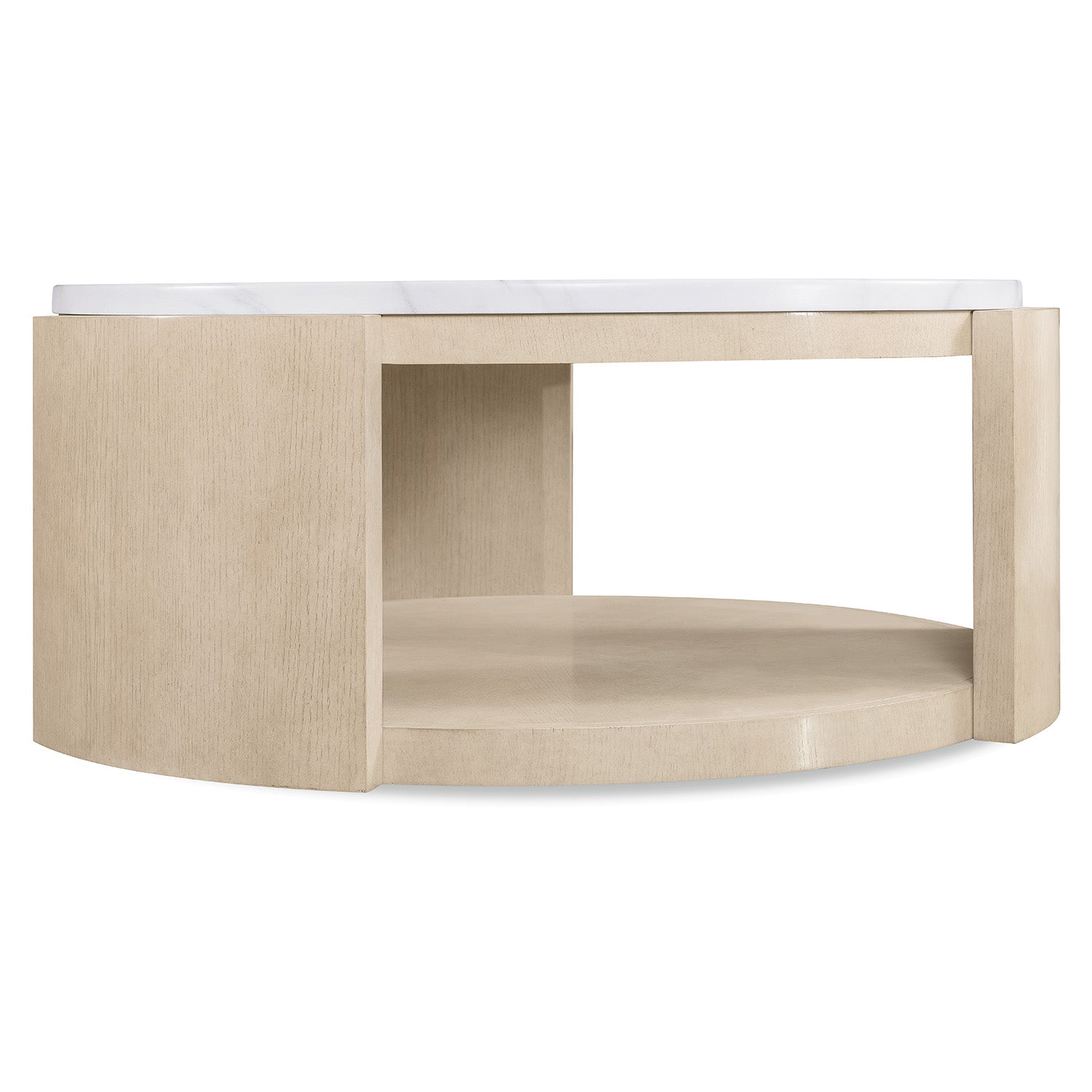 Hooker Furniture Westwood Round Cocktail Table stone cocktail table, side profile view